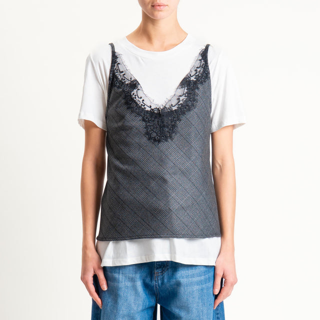 Tensione in-T-shirt + top principe di galles - nero/bianco