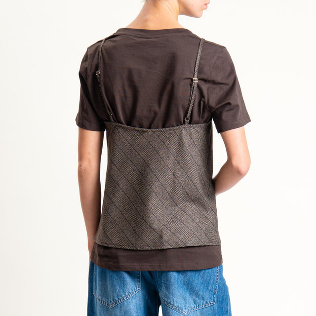 Tensione in-T-shirt + top principe di galles - moro/moro