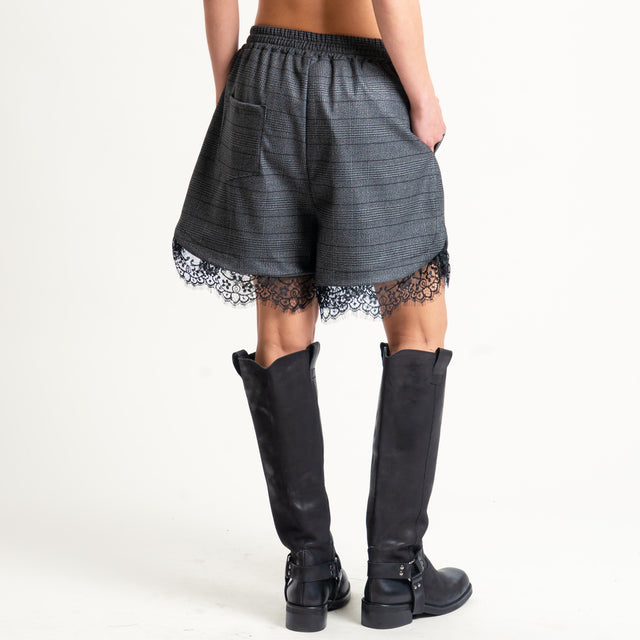 Tensione in-Shorts principe di galles con pizzo - nero