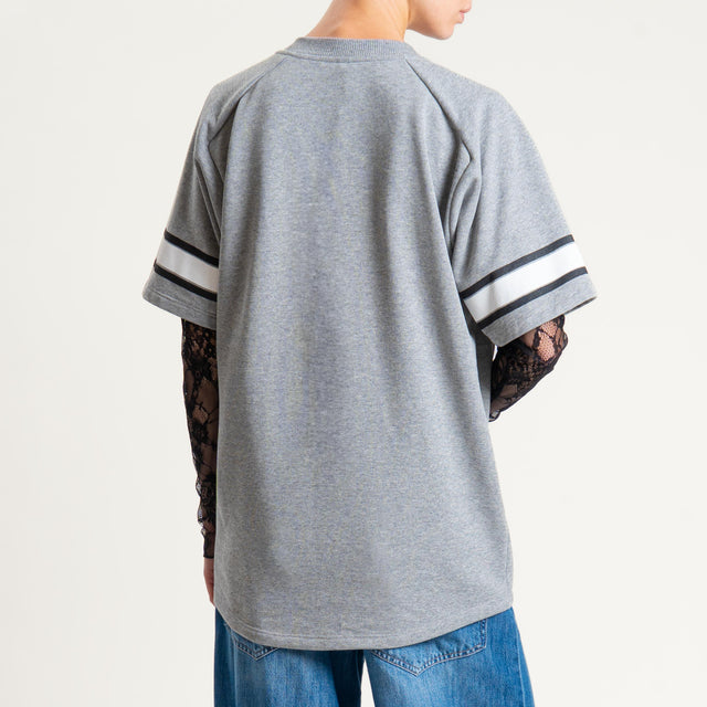 Tensione in-Felpa n84 con manica pizzo - grigio/nero