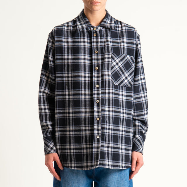 Tensione in-Camicia check flanella n.84 - nero/grigio/latte