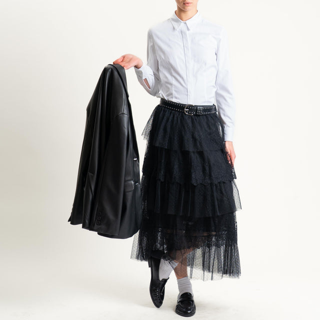 Tensione in-Gonna balze in tulle con pizzo - nero