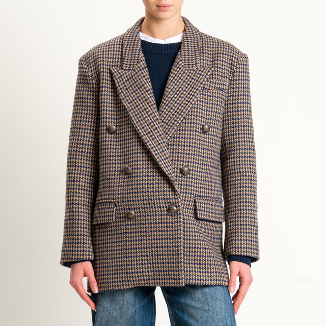 Tensione in- Giacca doppiopetto pied de poule - blu/moro/sand
