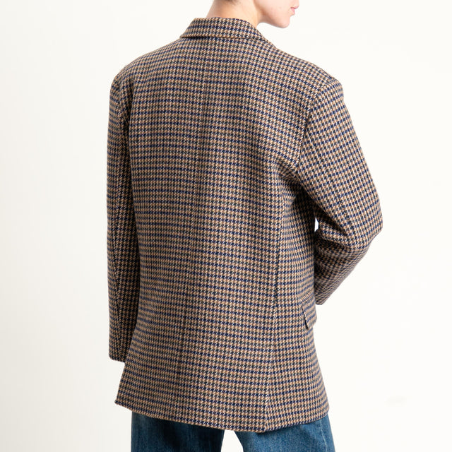 Tensione in- Giacca doppiopetto pied de poule - blu/moro/sand