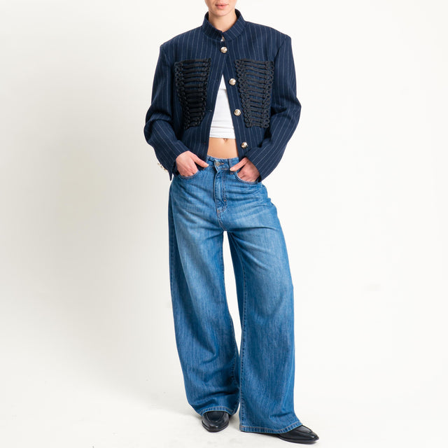 Tensione in-Giacca gessata con applicazioni - blu/nero