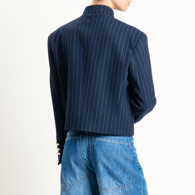 Tensione in-Giacca gessata con applicazioni - blu/nero