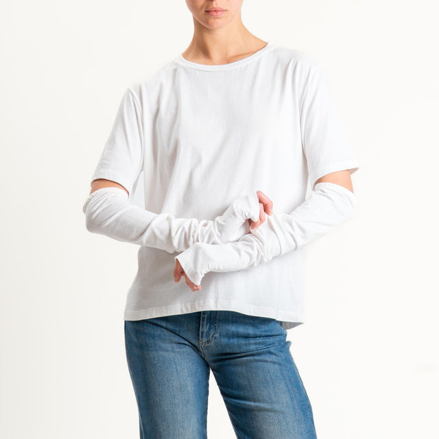 Tensione in-T-shirt over con manicotti - panna
