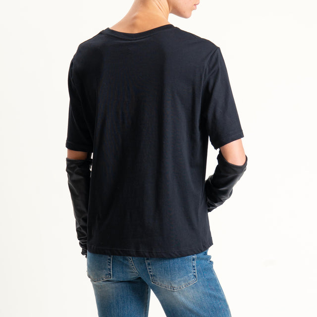 Tensione in-T-shirt over con manicotti - nero