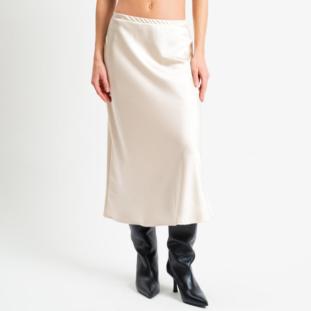 Tensione in-Gonna satin elastico in vita - avorio