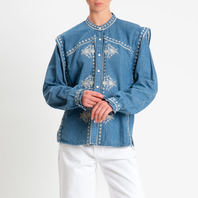 Tensione in-Camicia chambray con ricami - denim