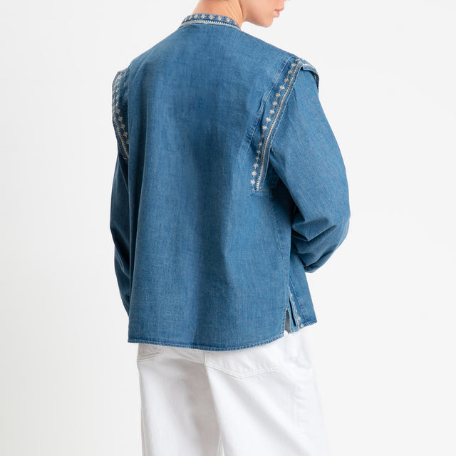 Tensione in-Camicia chambray con ricami - denim