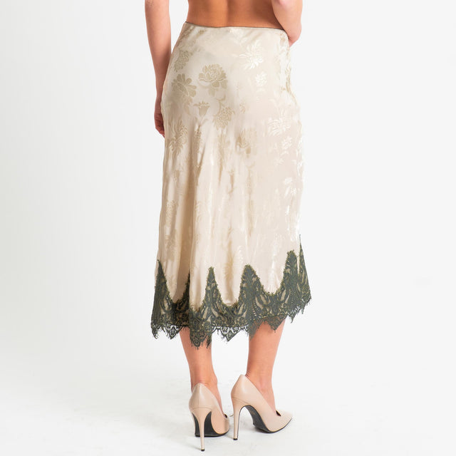 Tensione in-Gonna in tessuto damascato con pizzo - beige/militare