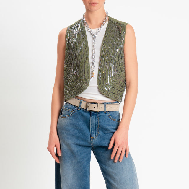 Tensione in-Gilet ricamato con paillettes - militare