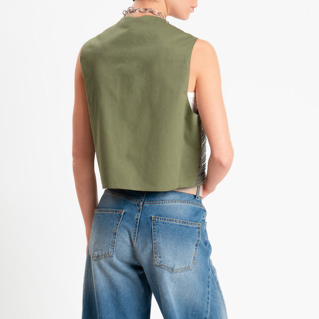 Tensione in-Gilet ricamato con paillettes - militare