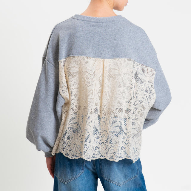 Tensione in-Felpa doppio tessuto ricamato - grigio