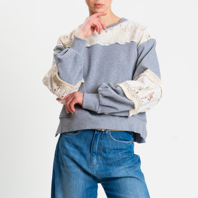 Tensione in-Felpa ricamata - grigio/burro