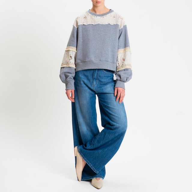 Tensione in-Felpa ricamata - grigio/burro