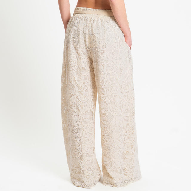 Tensione in-Pantalone ricamato elastico dietro - burro