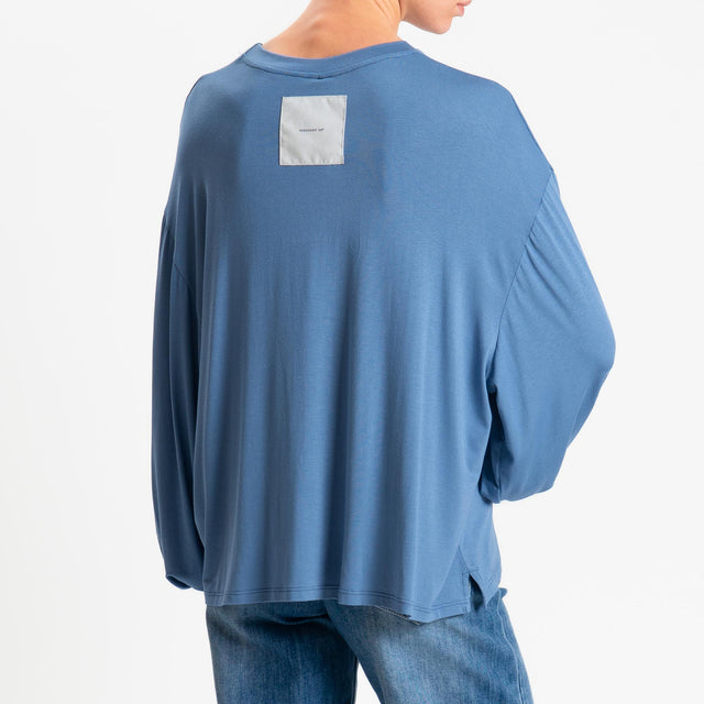 Tensione in-T-shirt in jersey di viscosa elasticizzata manica palloncino - polvere