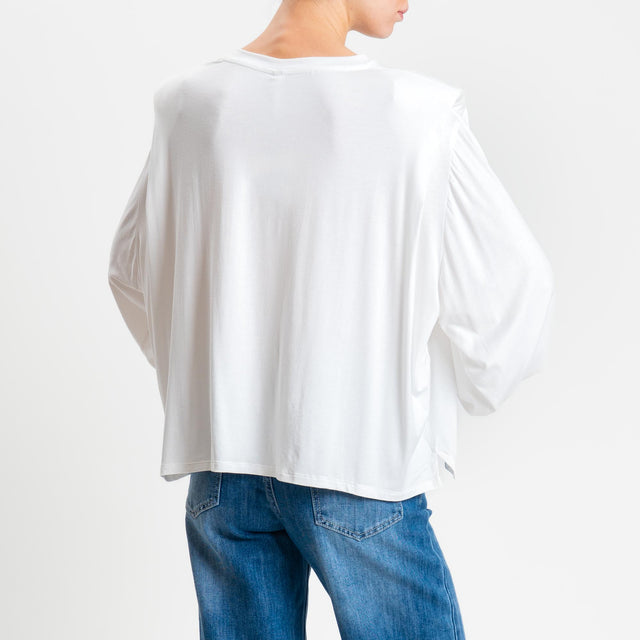 Tensione in-T-shirt in jersey di viscosa elasticizzato con spalline - panna