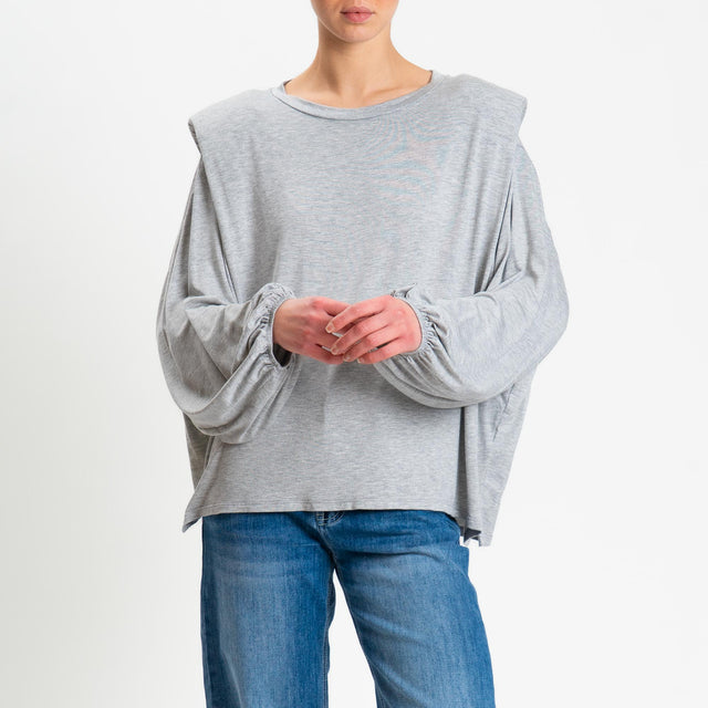 Tensione in-T-shirt in jersey di viscosa elasticizzato con spalline- grigio melange