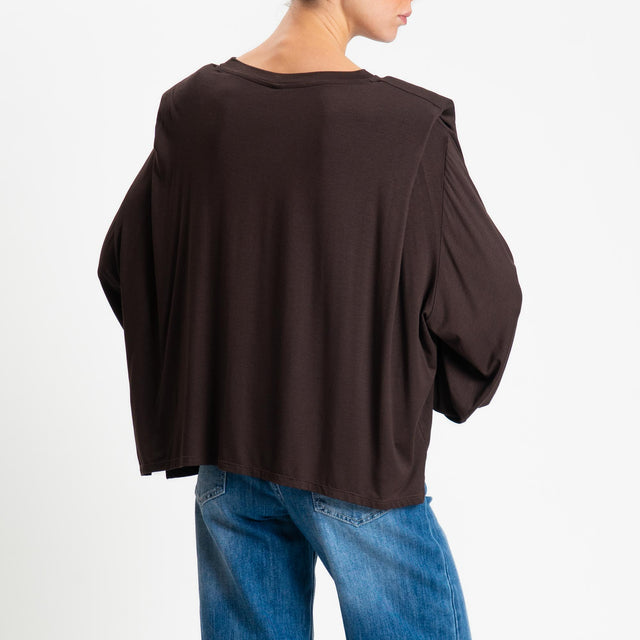 Tensione in-T-shirt in jersey di viscosa elasticizzato con spalline - moro