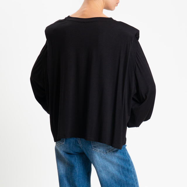 Tensione in-T-shirt in jersey di viscosa elasticizzato con spalline - nero