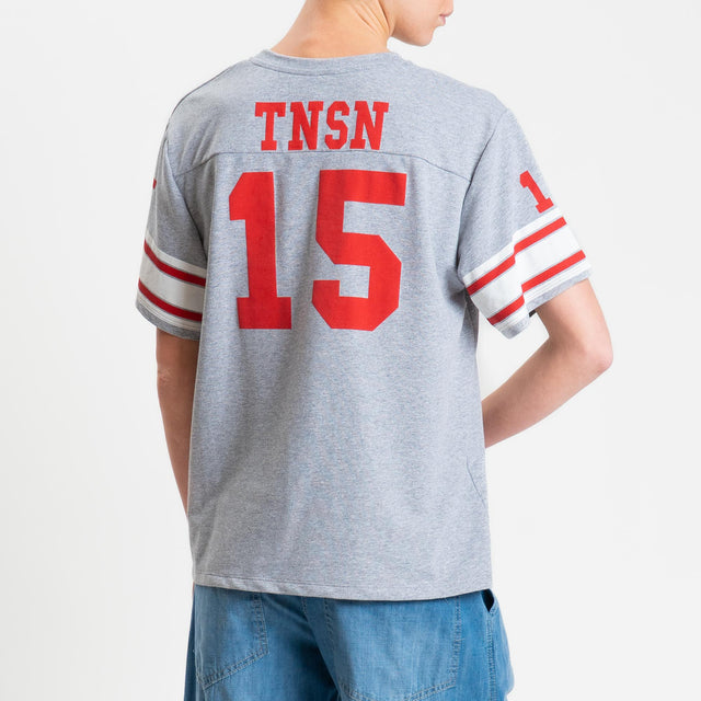 Tensione in-T-shirt mezza manica N15 in jersey - grigio/rosso/bianco
