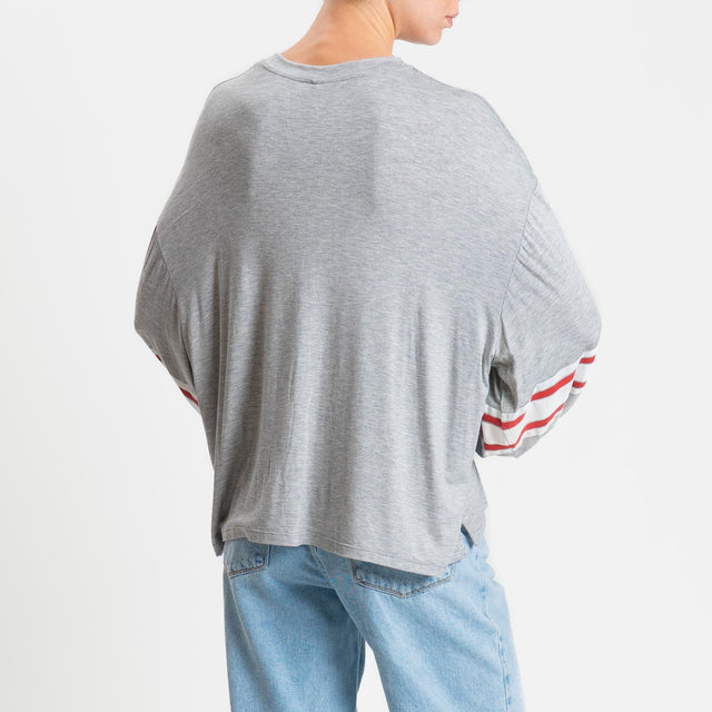 Tensione in-T-shirt stampa N15 in jersey - grigio/rosso/bianco