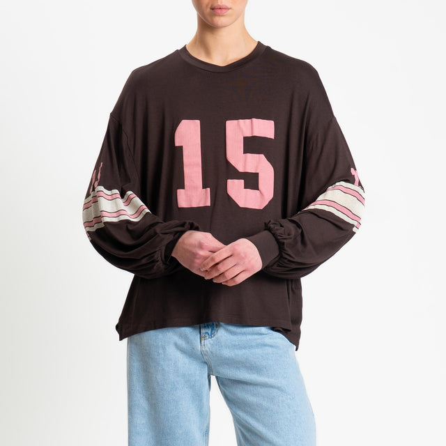 Tensione in-T-shirt stampa N15 in jersey - moro/rosa/crema