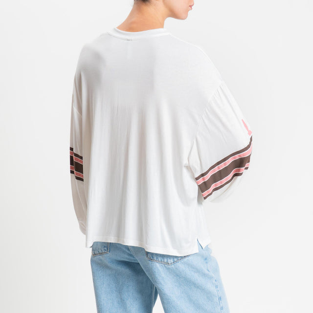 Tensione in-T-shirt stampa N15 in jersey - panna/rosa/moro