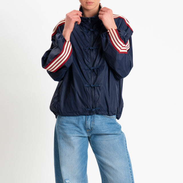 Tensione in-Bomber nylon mandarin bande laterali - blu