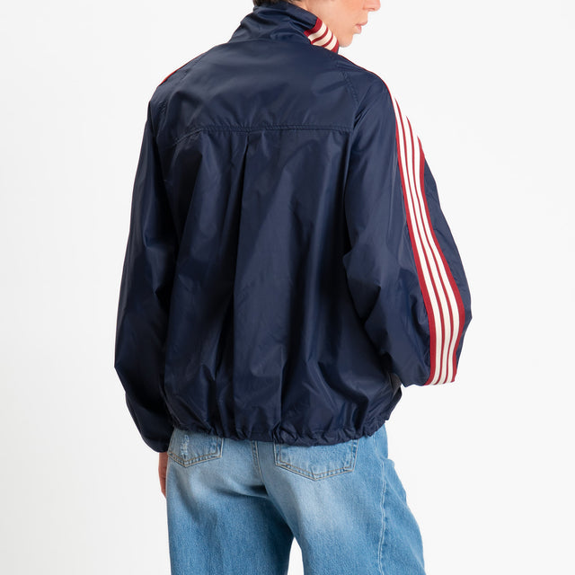 Tensione in-Bomber nylon mandarin bande laterali - blu