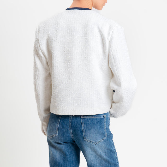 Tensione in-Giacca bouclè bottoni dorati - bianco/blu