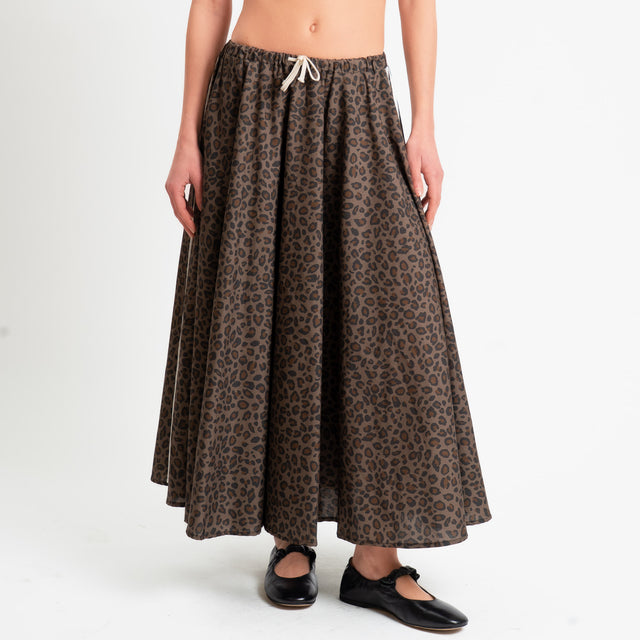 Tensione in-Gonna animalier bande laterali - moro/latte