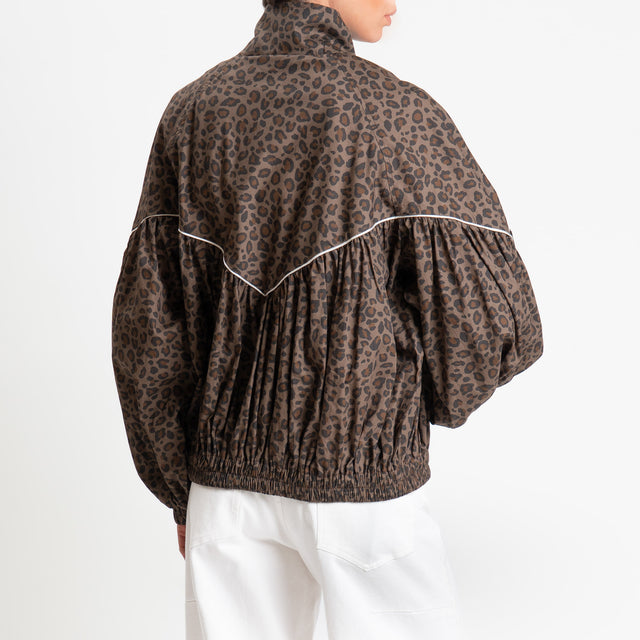 Tensione in-Bomber animalier manica ampia - moro/latte