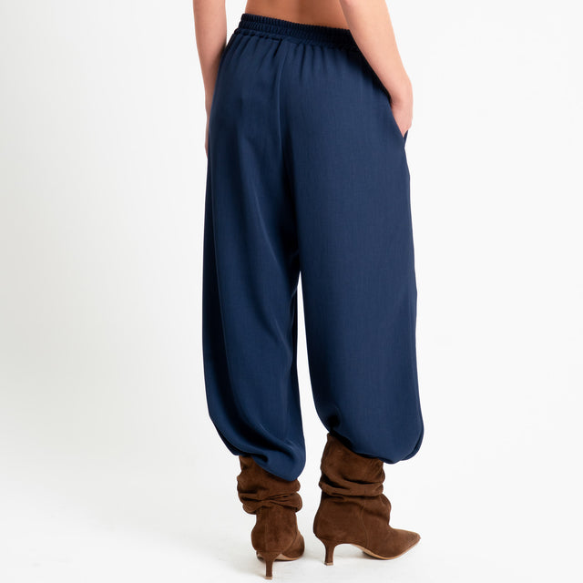 Tensione in-Pantalone balloon tessuto fluido - blu