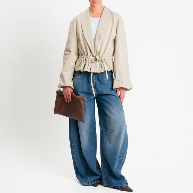 Tensione in-Giacca con coulisse manica ampia - avena