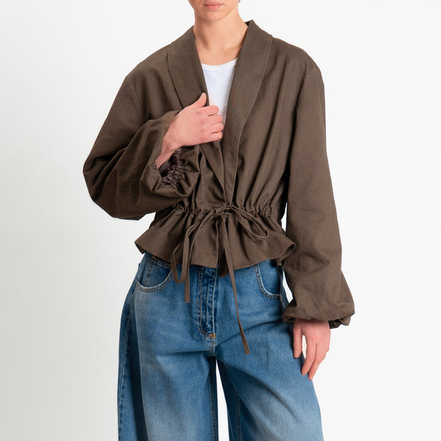 Tensione in-Giacca con coulisse manica ampia - moro