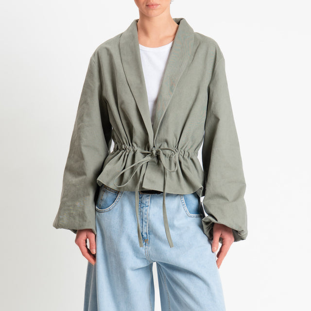 Tensione in-Giacca con coulisse manica ampia - salvia