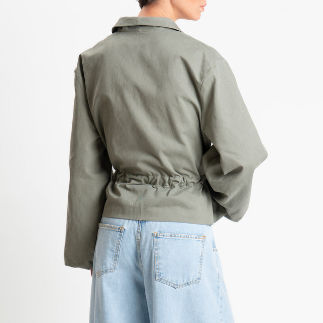 Tensione in-Giacca con coulisse manica ampia - salvia