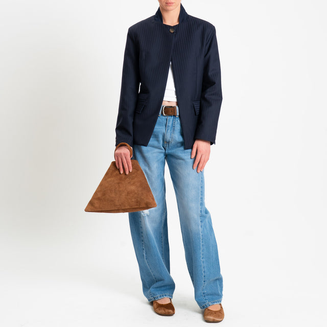 Tensione in-GIacca gessata un bottone - blu