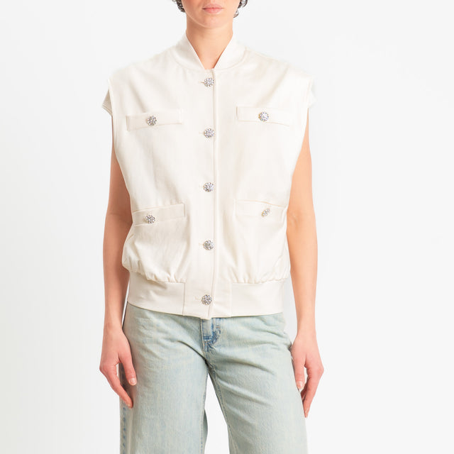 Tensione in-Gilet bottoni gioiello - burro