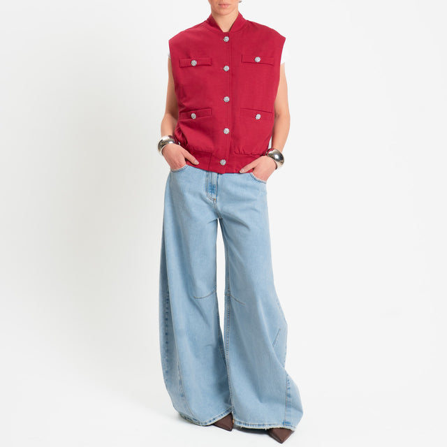 Tensione in-Gilet bottoni gioiello - rosso