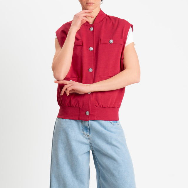 Tensione in-Gilet bottoni gioiello - rosso
