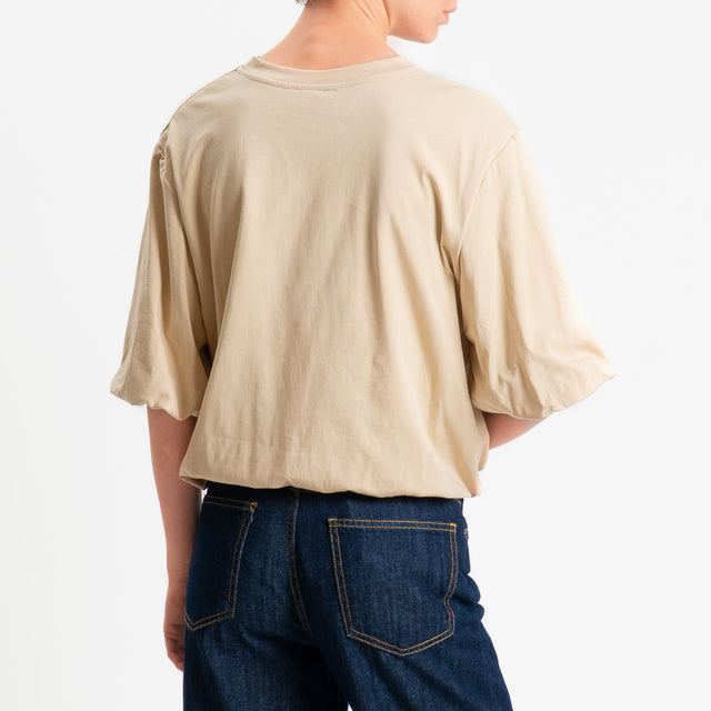 Tensione in-T-shirt bicolore elastico in vita - beige/nero