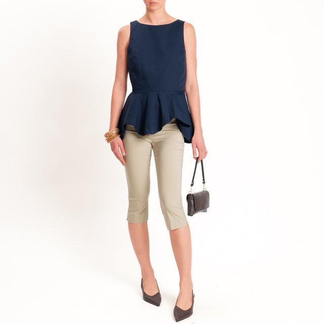 Tensione in-Top popeline con balza - blu