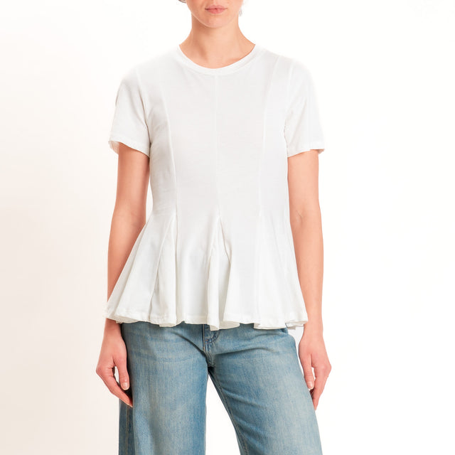 Tensione in-T-shirt girocollo con riprese - panna
