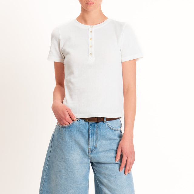 Tensione in-T-shirt serafino 100% cotone - latte