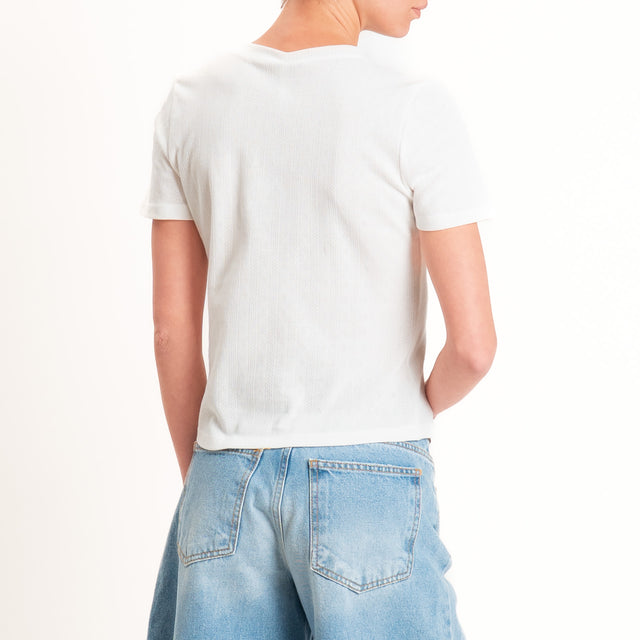 Tensione in-T-shirt serafino 100% cotone - latte